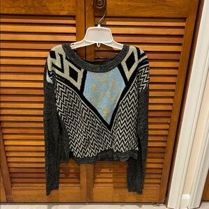Say What? Black and Blue Geometric Sweater